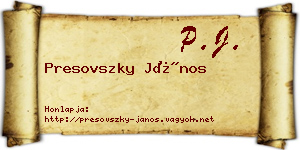 Presovszky János névjegykártya